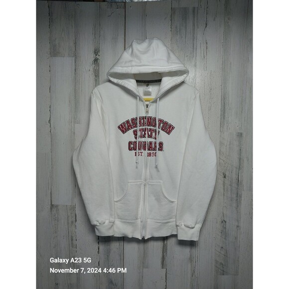 Washington State Cougars Women's Medium White Full Zip Hoodie - Picture 1 of 6